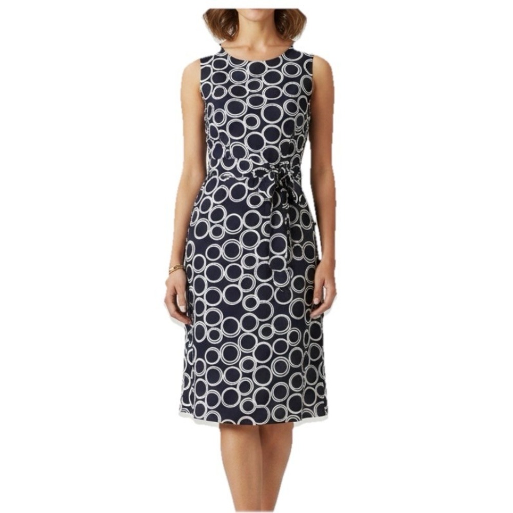 Ralph Lauren Blue Chain Link Sleeveless Stretch Jersey Midi Dress Size 8